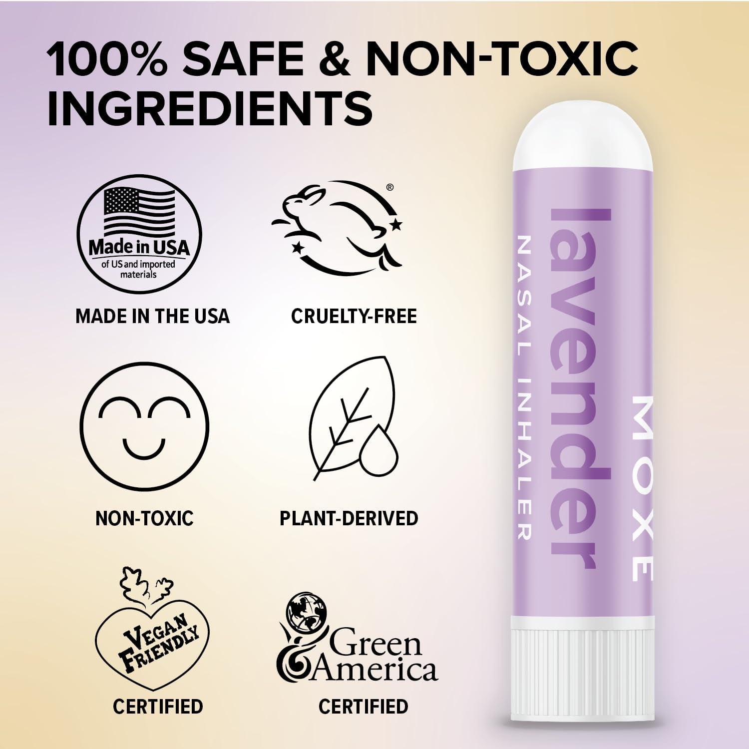 MOXĒ Lavender Essential Oil Nasal Inhaler, No-Mess Aromatherapy, Relaxation, Naturally Calming, before Sleep Routine, Pure and Undiluted, Made in USA (3 Pack)