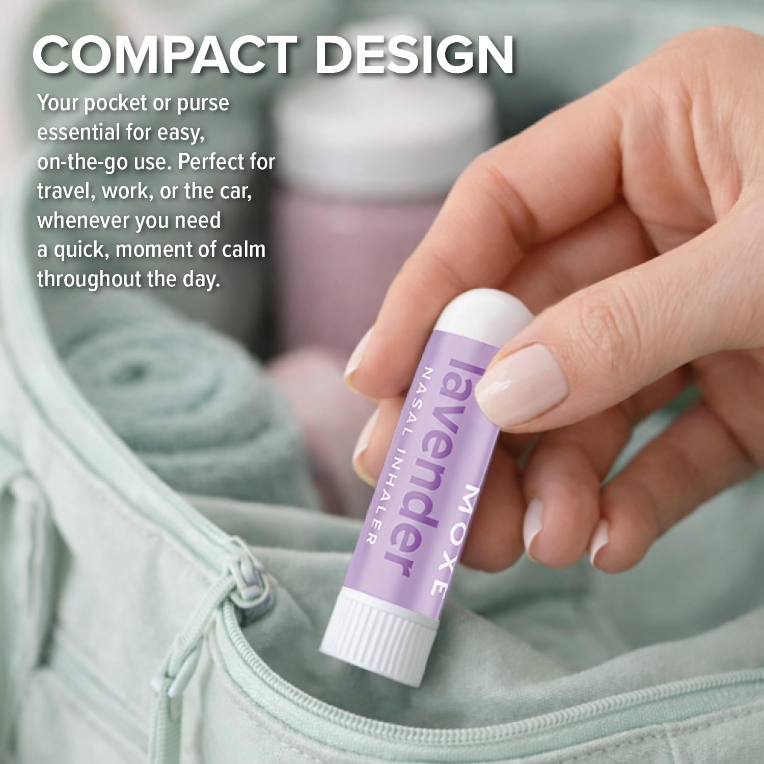 MOXĒ Lavender Essential Oil Nasal Inhaler, No-Mess Aromatherapy, Relaxation, Naturally Calming, before Sleep Routine, Pure and Undiluted, Made in USA (3 Pack)