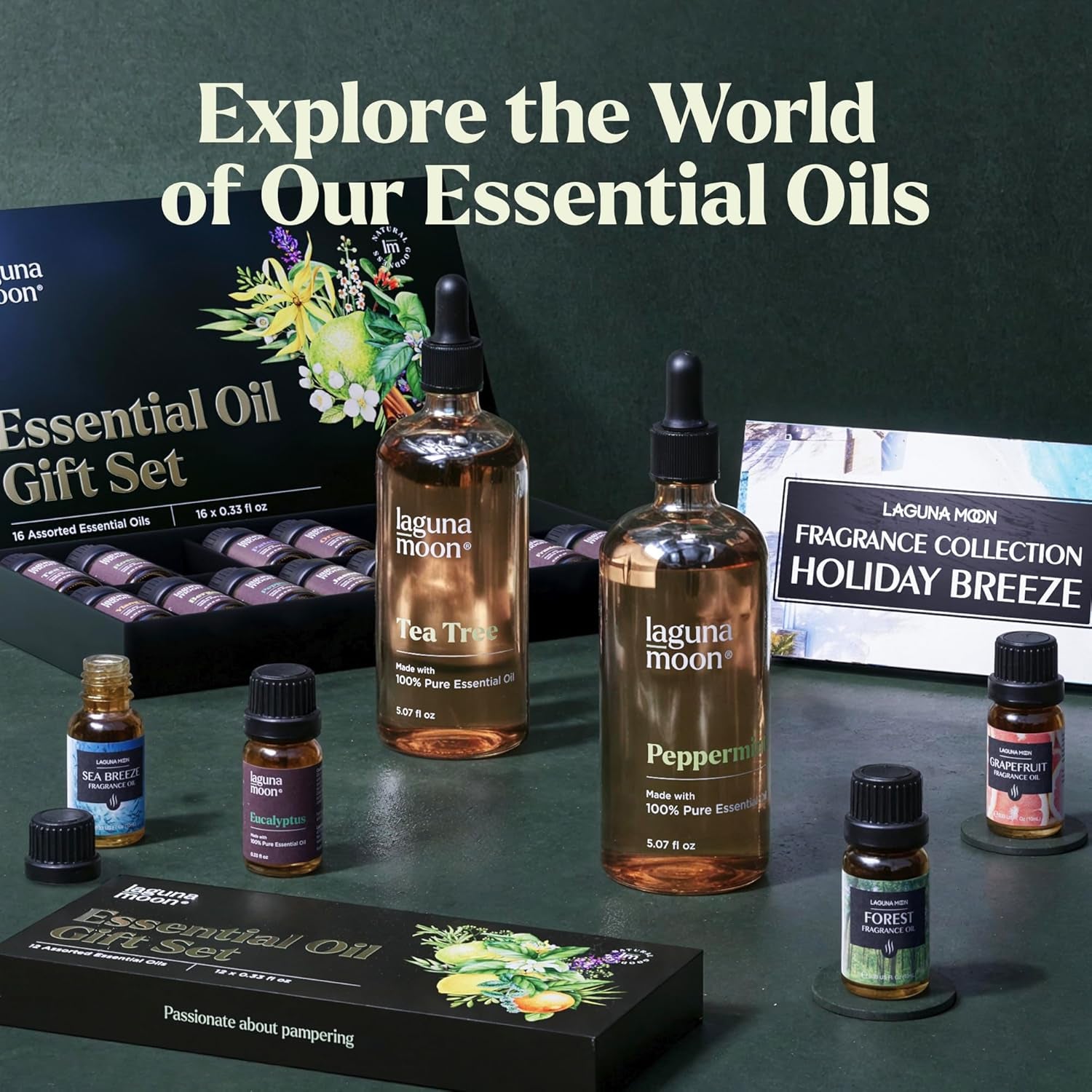 Essential Oils Aromatherapy Set - 6 Oils for Diffusers, Home Care, Candle Making Scents, Fragrance, Humidifiers, Gifts - Peppermint, Tea Tree, Lavender, Eucalyptus, Orange (10Ml)