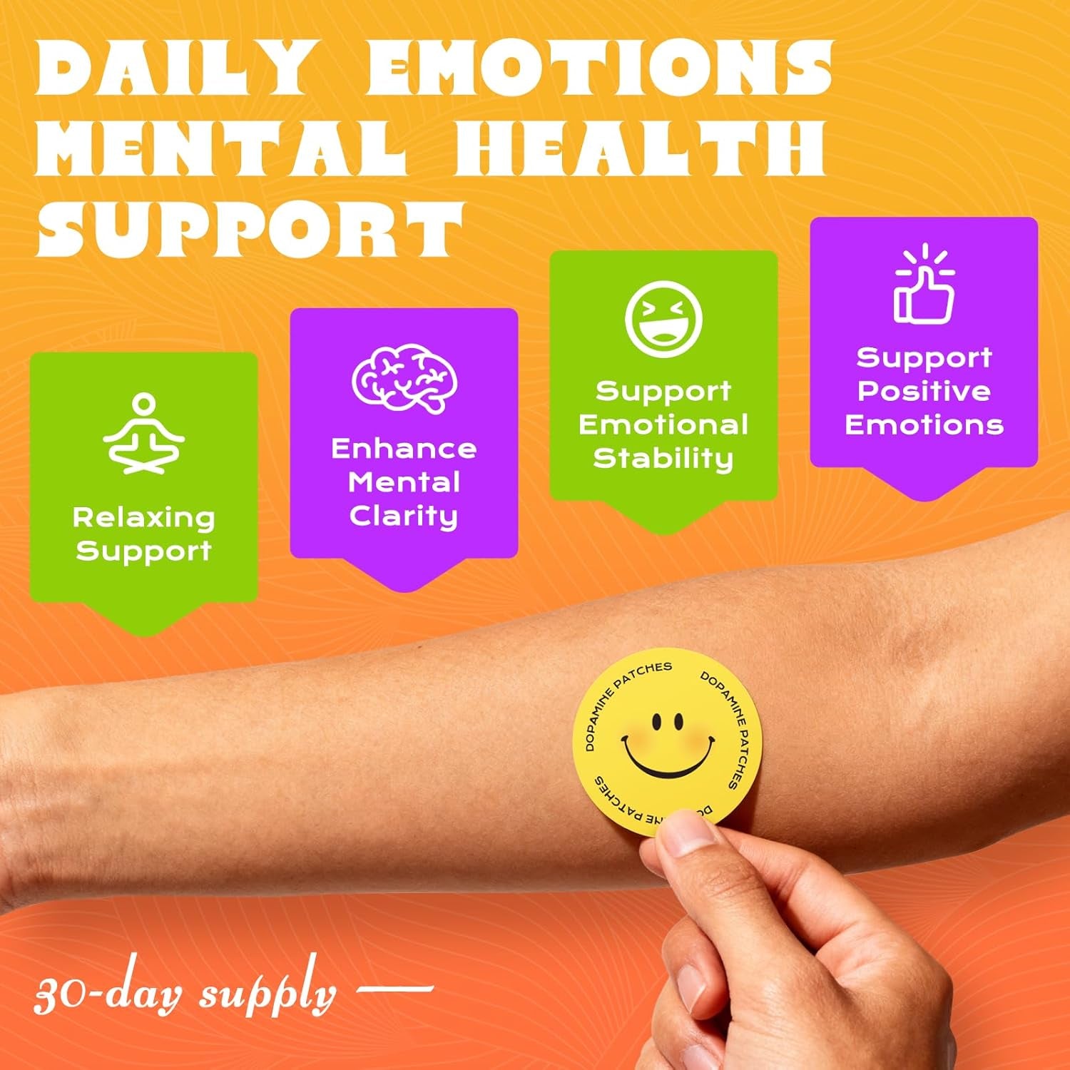Dopamine Patches Extra Strength, Mood Support Patches for Daily Mood Boost & Positivity Support, Motivation（30 Pcs）
