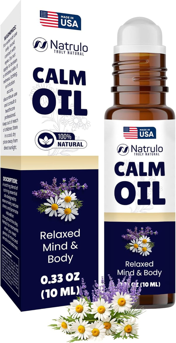 Calm Essential Oil Roll on – Calming Essential Oils with Lavender & Chamomile – Stress Relief, Relaxation & Skin-Soothing Aromatherapy – Essential Oil Roller – Self Care & Relaxation Gifts for Women
