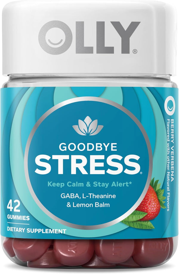 Goodbye Stress Gummy, GABA, L-Theanine, Lemon Balm, Stress Relief Supplement, Berry - 42 Count
