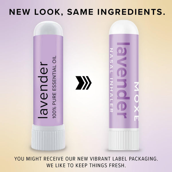 MOXĒ Lavender Essential Oil Nasal Inhaler, No-Mess Aromatherapy, Relaxation, Naturally Calming, before Sleep Routine, Pure and Undiluted, Made in USA (3 Pack)