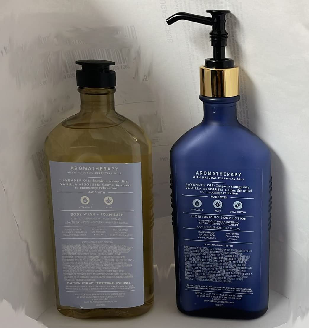 Aromatherapy Sleep - Lavender + Vanilla Body Lotion, 6.5 Fl Oz + Body Wash & Foam Bath, 10 Fl Oz