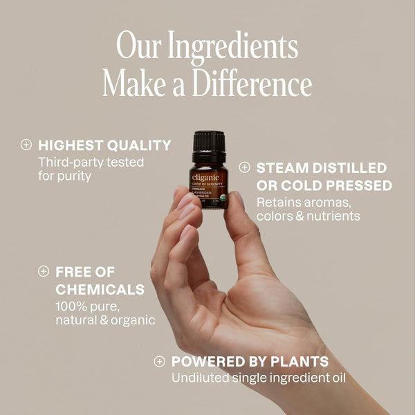 Organic Essential Oils Set (Top 5 - the Classics) - 100% Pure Natural - Aromatherapy, Candle Making - Peppermint, Lavender, Eucalyptus, Lemongrass & Orange