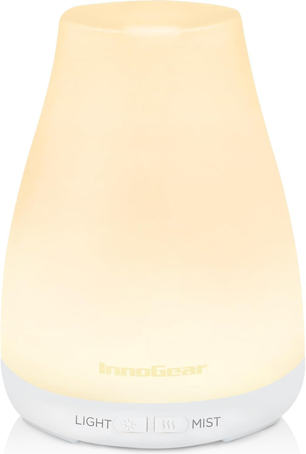 Essential Oil Diffuser, Ultrasonic Diffusers for Home Aromatherapy Humidifier for Mother'S Gift Bedroom Room 7 Colors LED 2 Mist Mode Auto Off, Basic White