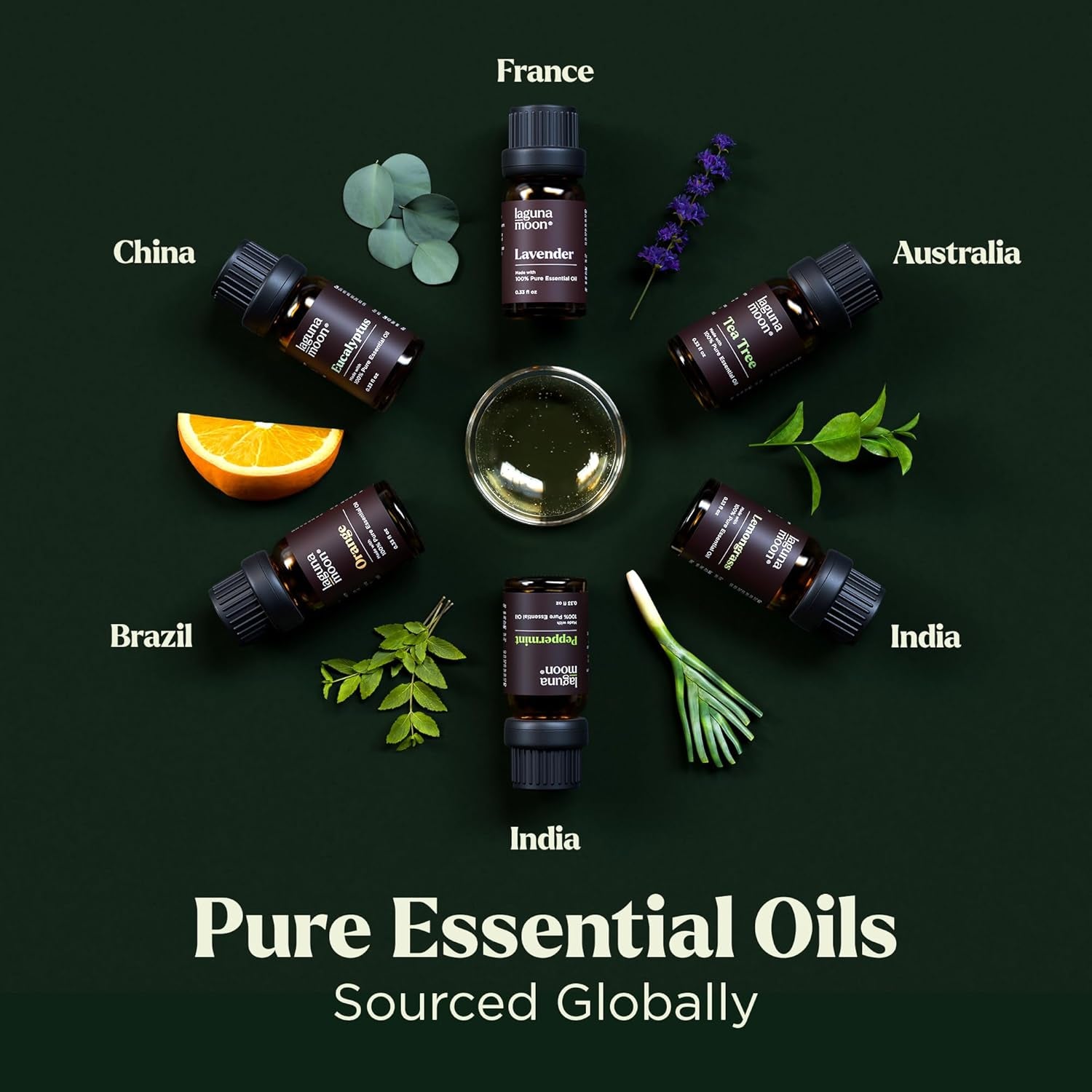 Essential Oils Aromatherapy Set - 6 Oils for Diffusers, Home Care, Candle Making Scents, Fragrance, Humidifiers, Gifts - Peppermint, Tea Tree, Lavender, Eucalyptus, Orange (10Ml)