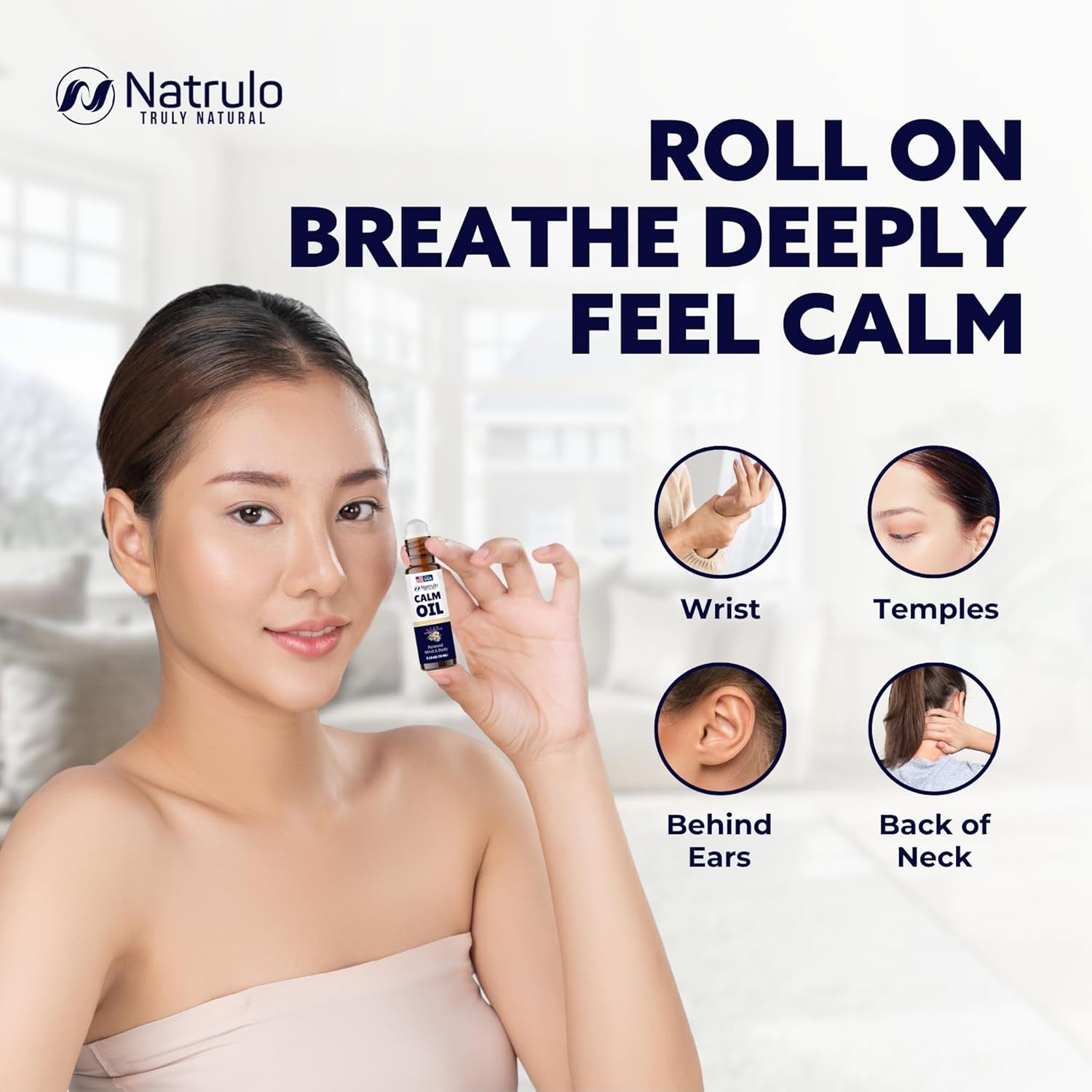 Calm Essential Oil Roll on – Calming Essential Oils with Lavender & Chamomile – Stress Relief, Relaxation & Skin-Soothing Aromatherapy – Essential Oil Roller – Self Care & Relaxation Gifts for Women