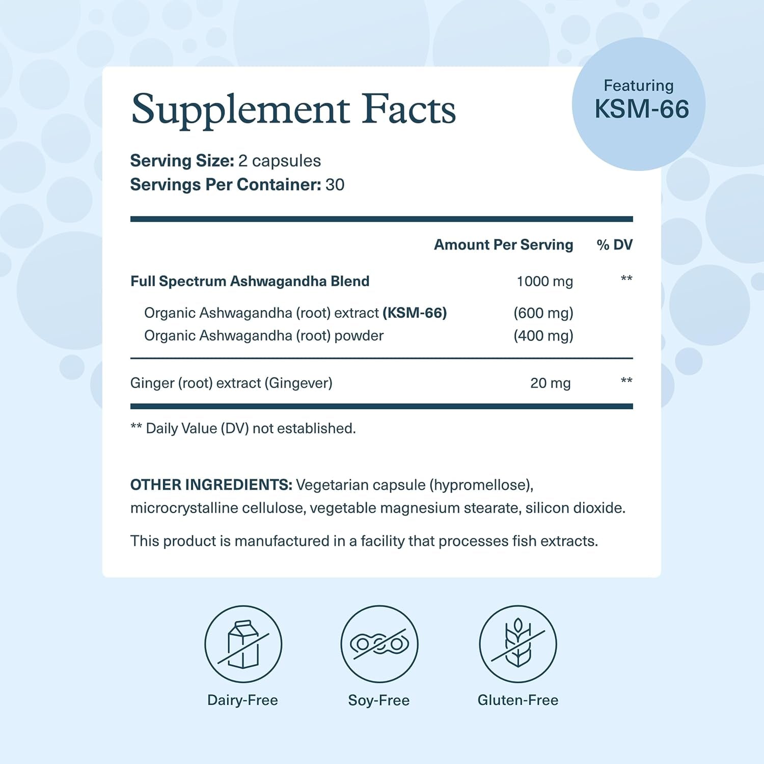 Ashwagandha - with Organic KSM-66 Ashwagandha - Herbal Blend to Support Stress Relief & Energy Levels* - Helps Support Mood* - 60 Vegetarian Capsules (30-Day Supply)