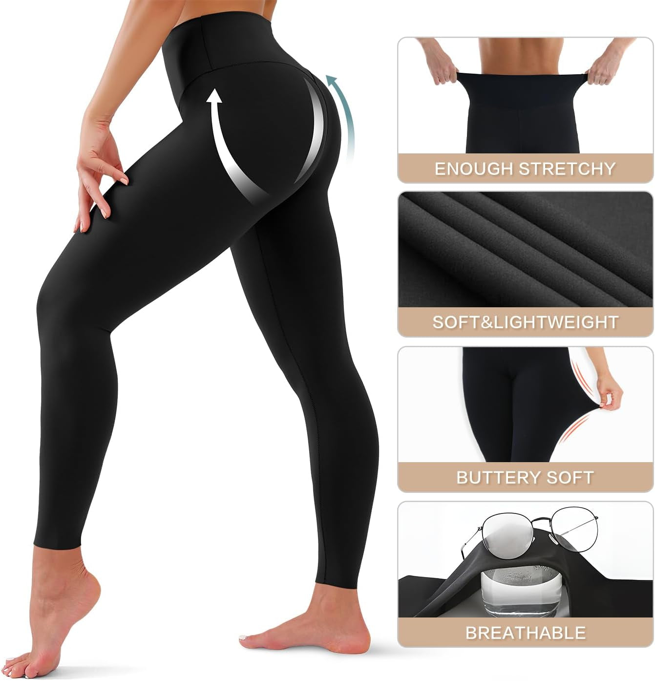 High Waisted Leggings for Women - Tummy Control Yoga Pants for Workout Running Athletic Women'S Leggings plus Size