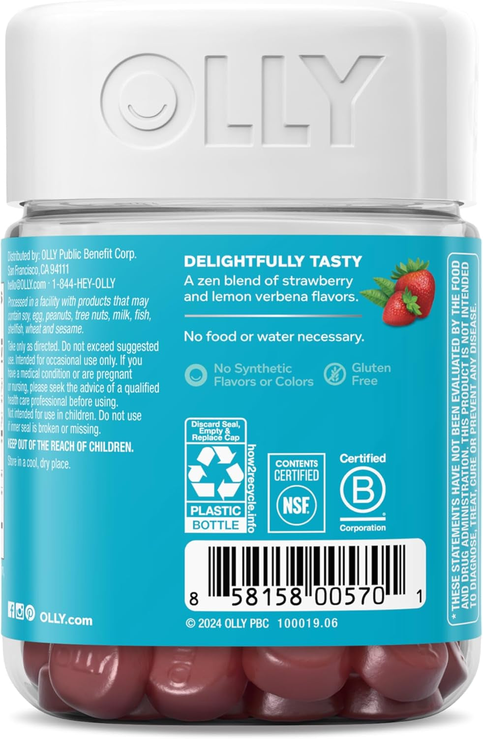 Goodbye Stress Gummy, GABA, L-Theanine, Lemon Balm, Stress Relief Supplement, Berry - 42 Count