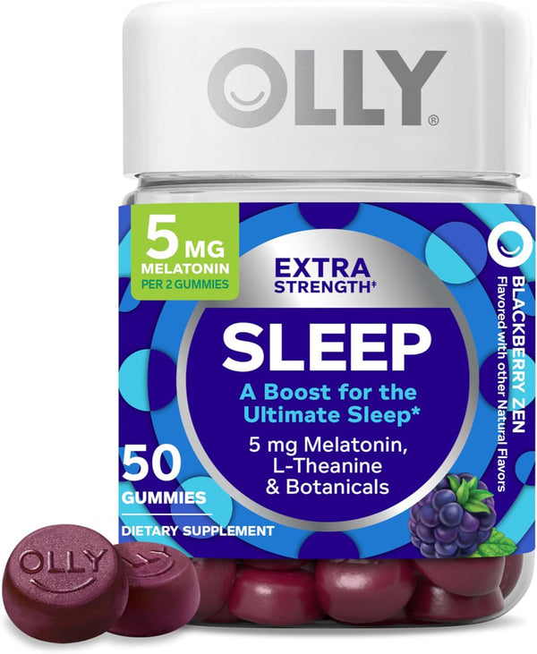 Extra Strength Sleep Gummy, 5 Mg Melatonin, L-Theanine, Chamomile, Lemon Balm, Sleep Aid, Blackberry - 50 Count