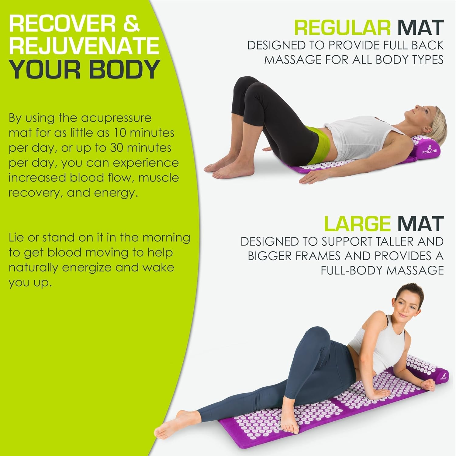 Acupressure Mat and Pillow Set for Back/Neck Pain Relief and Muscle Relaxation