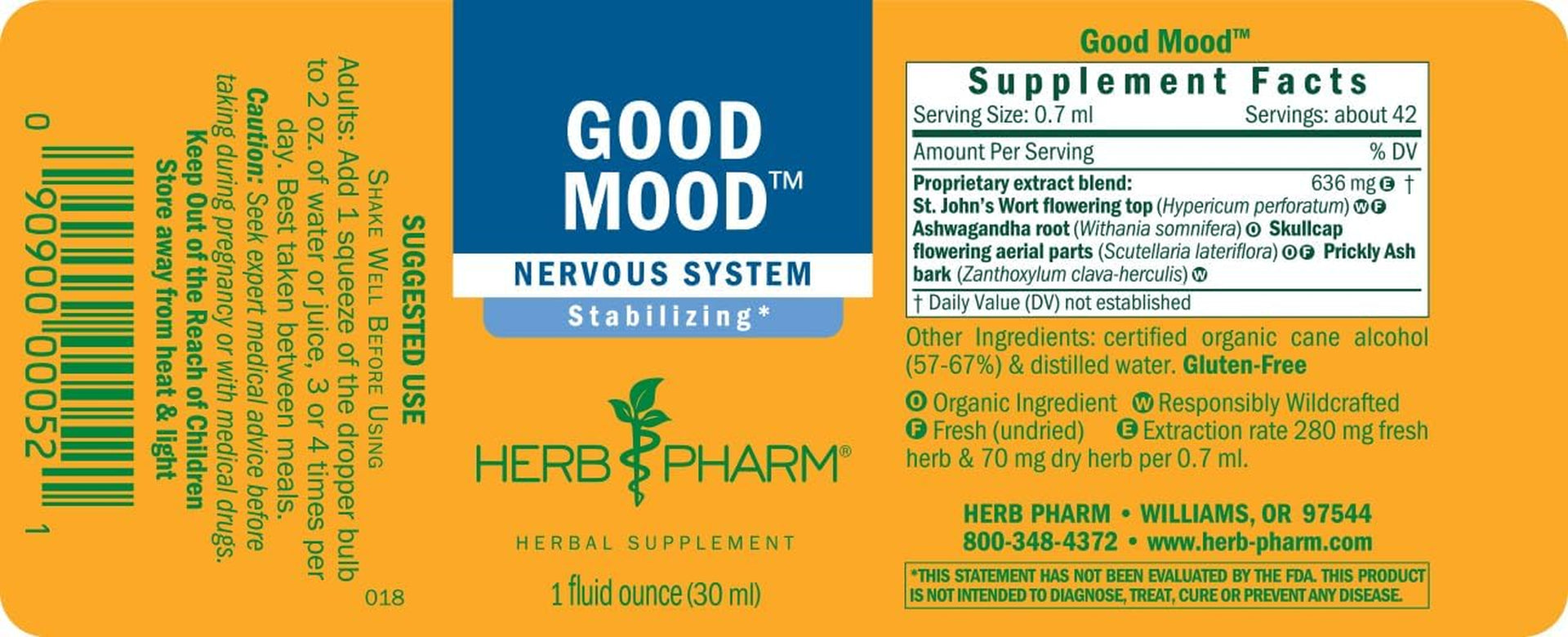 Good Mood Support Supplement: with St. John'S Wort & Certified Organic Ashwagandha | Positive Mood & Emotional Balance Support Tincture| Fast-Absorbing, Non-Gmo |Up to 2 Week Supply, 1 Oz*