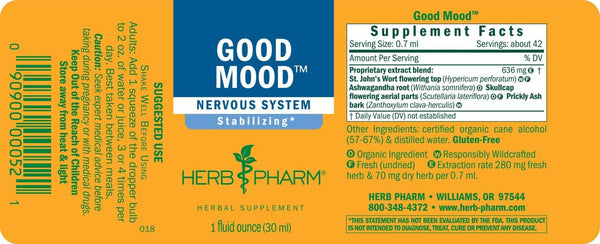 Good Mood Support Supplement: with St. John'S Wort & Certified Organic Ashwagandha | Positive Mood & Emotional Balance Support Tincture| Fast-Absorbing, Non-Gmo |Up to 2 Week Supply, 1 Oz*