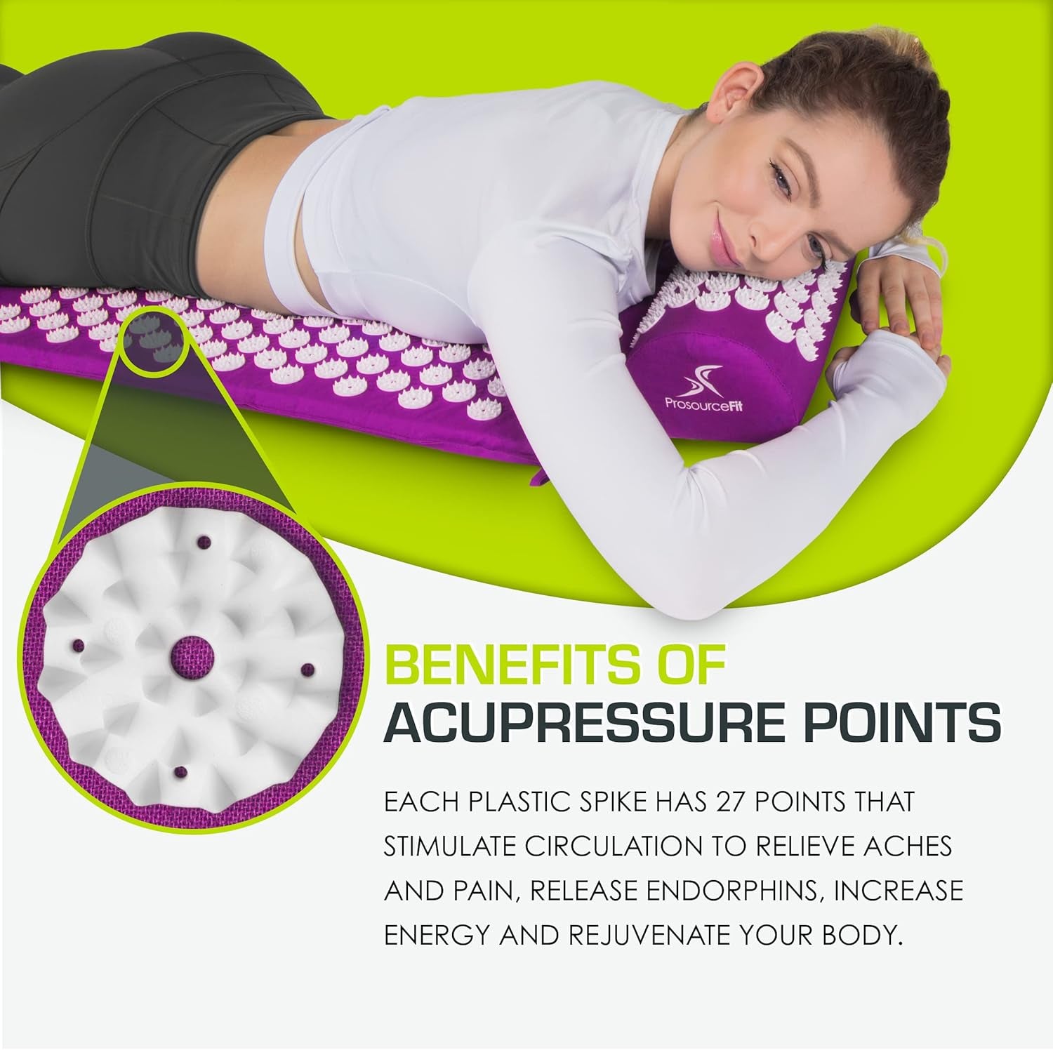 Acupressure Mat and Pillow Set for Back/Neck Pain Relief and Muscle Relaxation