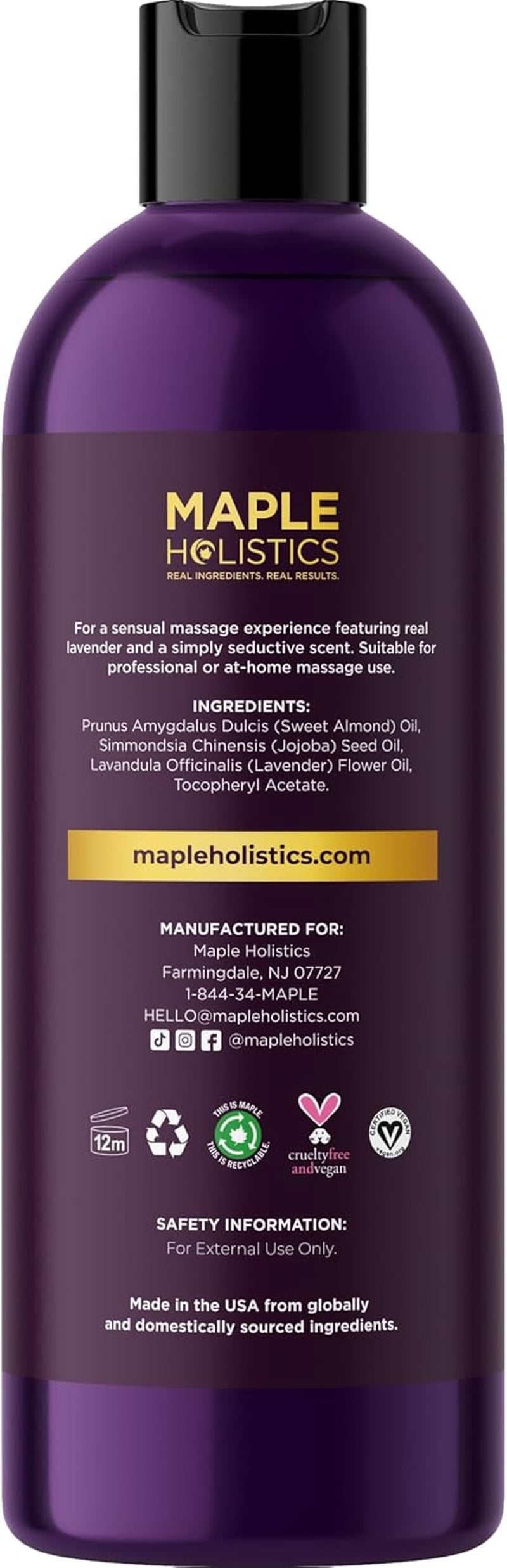 Aromatherapy Sensual Massage Oil for Couples - Relaxing Lavender Massaging Oil for Massage Therapy with Vitamin E Jojoba & Sweet Almond - Naturally Scented Vegan Non GMO & Gluten Free (8 Fl Oz)