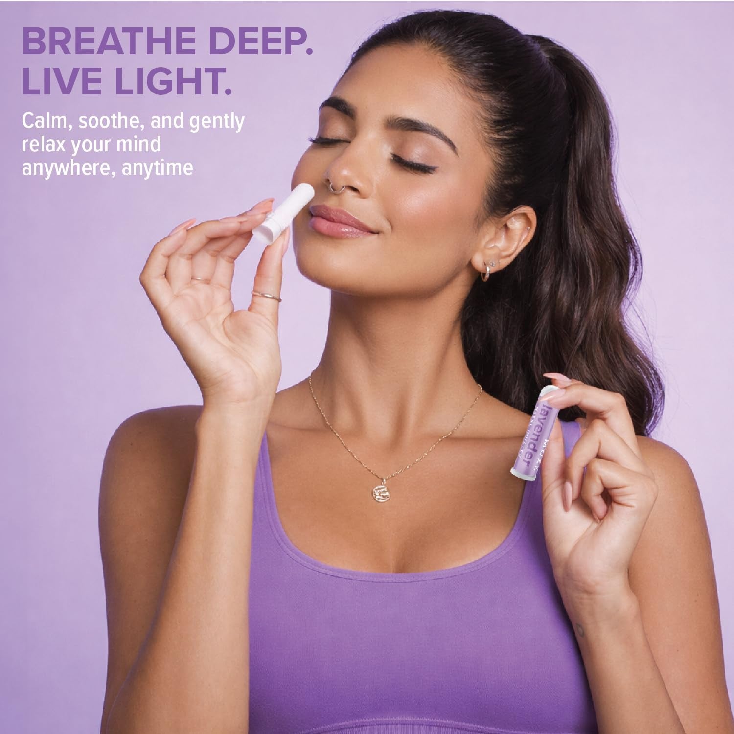 MOXĒ Lavender Essential Oil Nasal Inhaler, No-Mess Aromatherapy, Relaxation, Naturally Calming, before Sleep Routine, Pure and Undiluted, Made in USA (3 Pack)