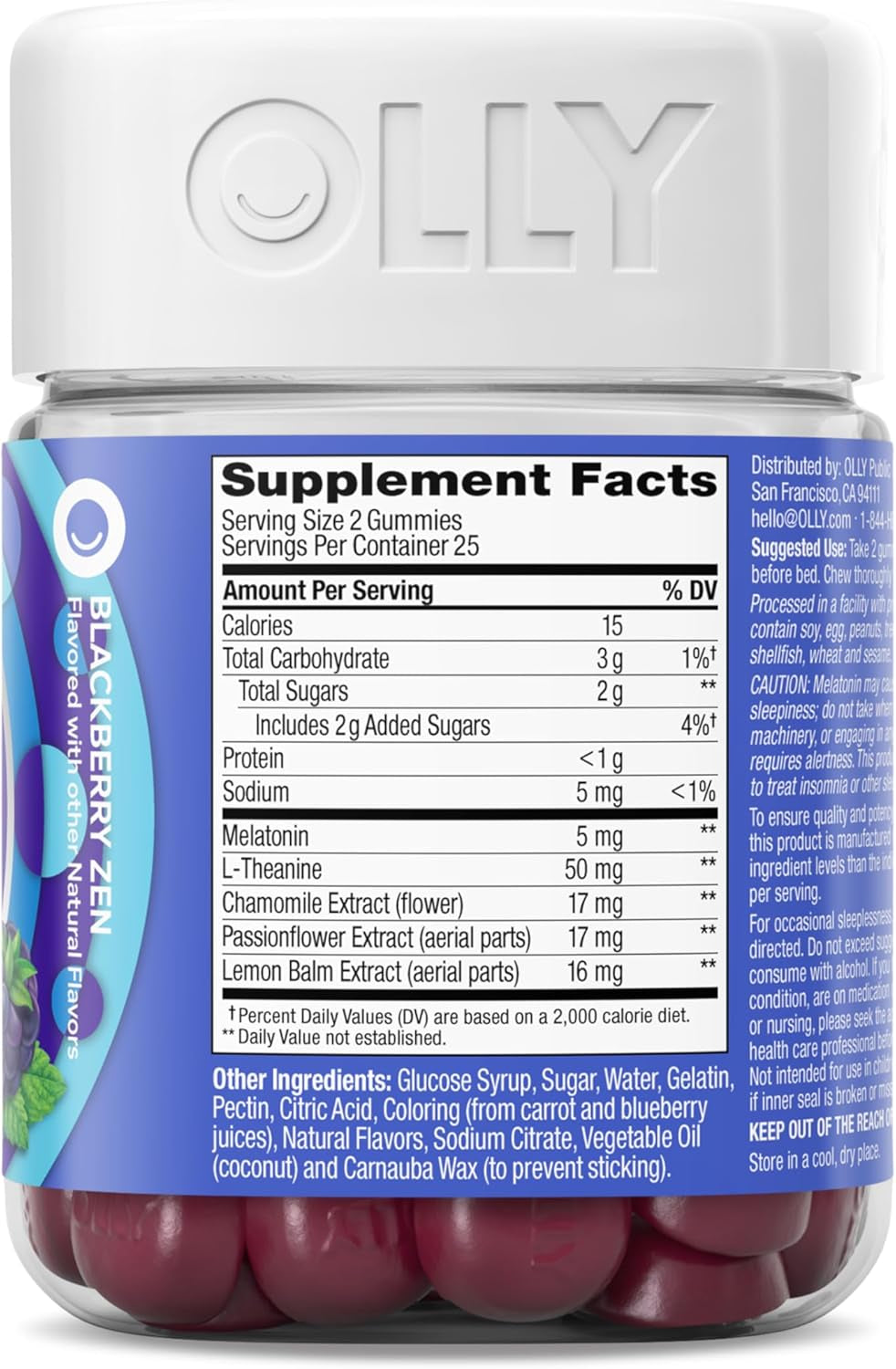 Extra Strength Sleep Gummy, 5 Mg Melatonin, L-Theanine, Chamomile, Lemon Balm, Sleep Aid, Blackberry - 50 Count